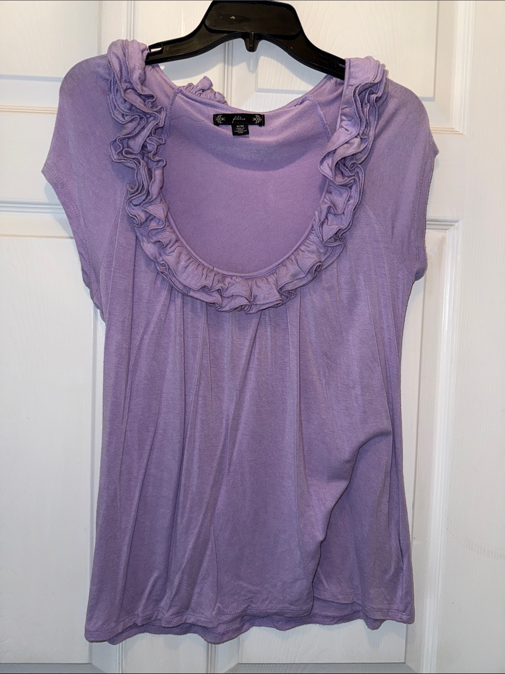 Lavender Ruffle Scoop Neck Blouse